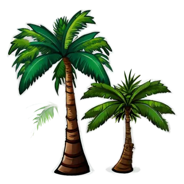 two palm trees on white background