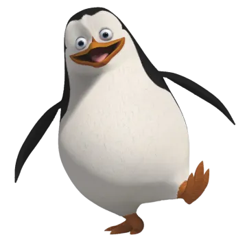 a cartoon penguin with big eyes