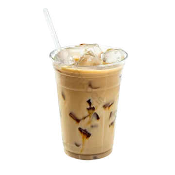 a glass of iced coffee with ice on top