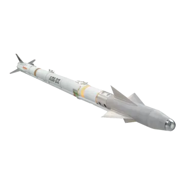 a model of a missile on a white background