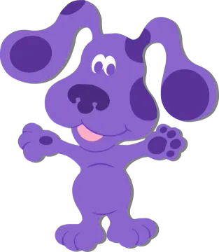 a purple dog with its paws out