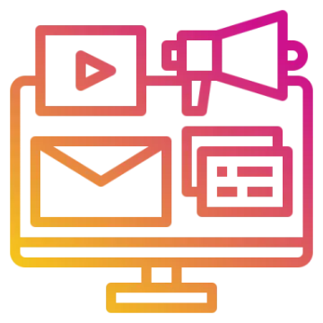a computer screen with a video player icon on it