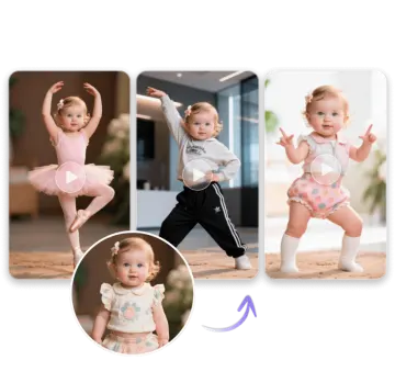 three photos of a little girl in a tutu