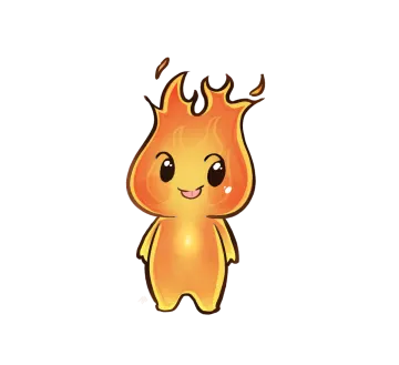 a cartoon character with fire on his face
