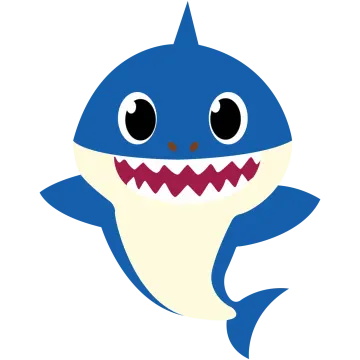 a cartoon shark with its mouth open