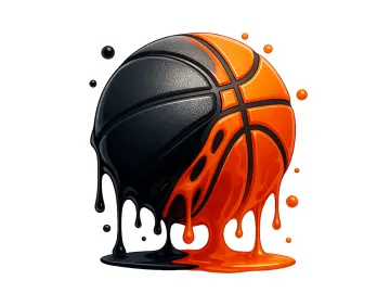 a basketball ball with orange paint on it