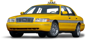 a yellow taxi cab on a white background