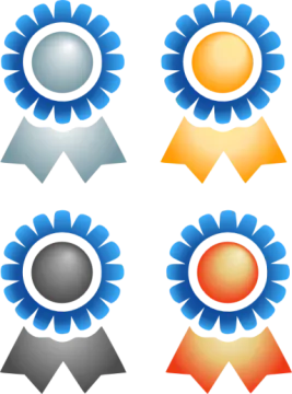 a set of four ribbons with different colors