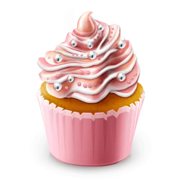 a pink cupcake with white frosting on top