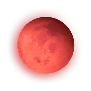 a red moon on a white background