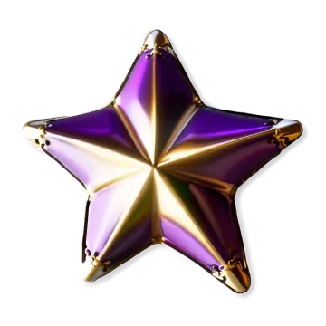 a purple and gold star on a white background