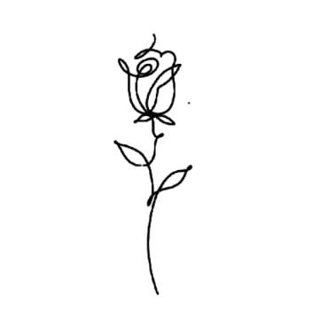 a black and white drawing of a rose