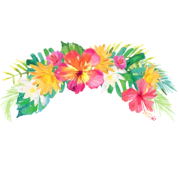 a watercolor painting of tropical flowers