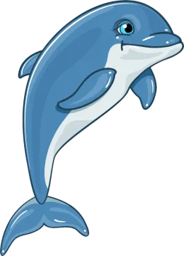 a blue dolphin with its mouth open
