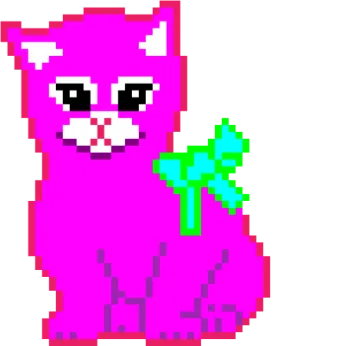 an image of a pink cat with a green bow
