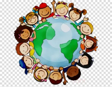 a group of children holding hands around the earth