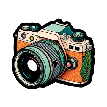 a camera sticker on a white background