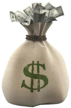 a money bag with a dollar sign on it