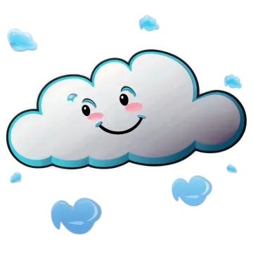 a smiling cloud with hearts floating around it