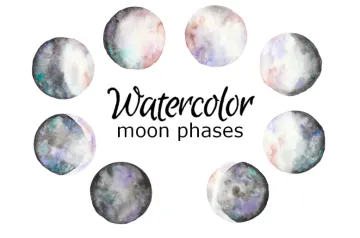 watercolor moon phases