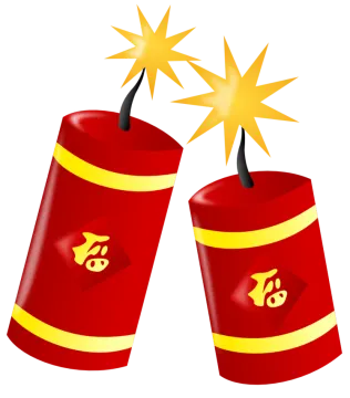 a pair of red dynamites with gold stars
