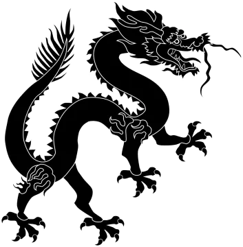 a black and white silhouette of a dragon