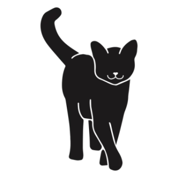 a black cat silhouetted on a white background