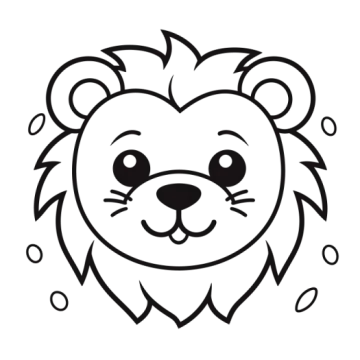 a black and white drawing of a lion face