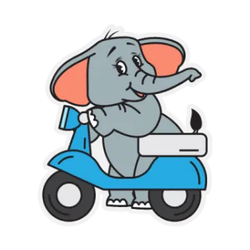 an elephant riding on a motor
