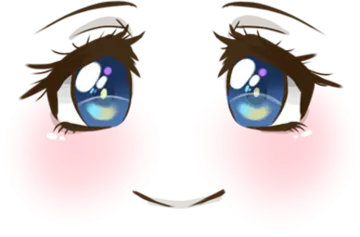 a drawing of a face with blue eyes