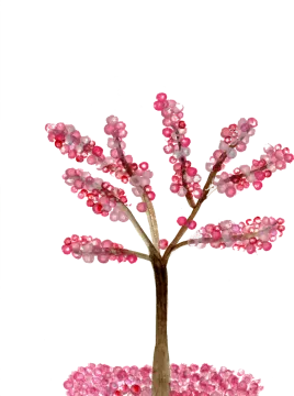 a painting of a tree with pink flowers on it