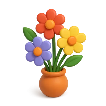 a vase of colorful flowers on a white background