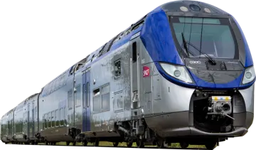 a blue and silver train