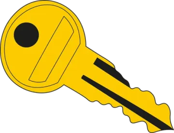 a yellow key on a white background