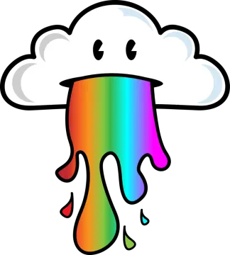 a cloud with a rainbow on it