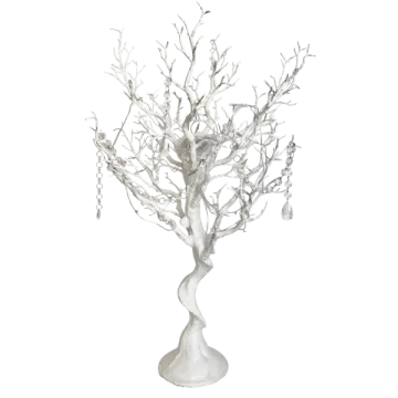 a white tree with branches and birds on it