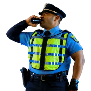 a police officer talking on a cell phone