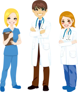 three doctors standing with arms crossed