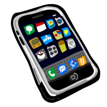a cell phone with icons on the screen