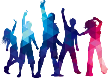 a group of people silhouetted against a white background