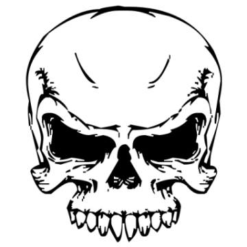 a black and white drawing of a skull