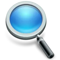 a magnized blue button on a white background