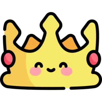 a yellow crown with pink cheeks