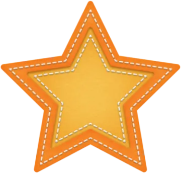 an orange star with white stitchs