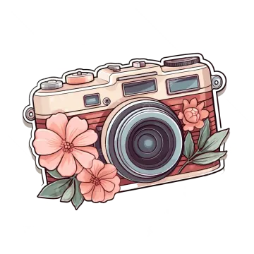 a camera with flowers on it
