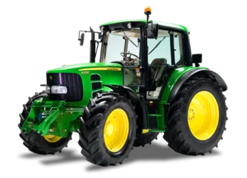 a green tractor on a white background