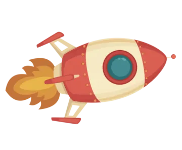 an illustration of a rocket flying through the air