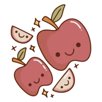 an apple with two slices falling out of it