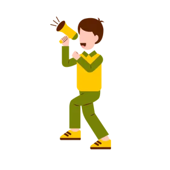 a man with a megaphone in his hand
