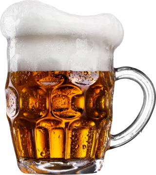 a glass of beer with foam on top